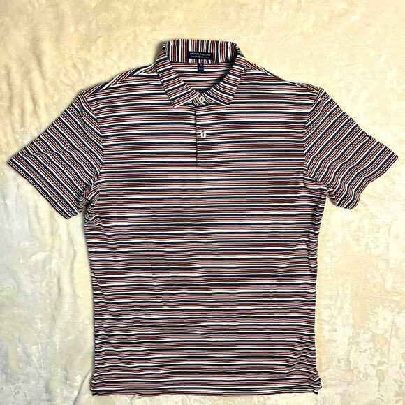 Peter Millar Crown Crafted Performance Polo Men's Small Navy Crimson White Golf - Picture 1 of 11